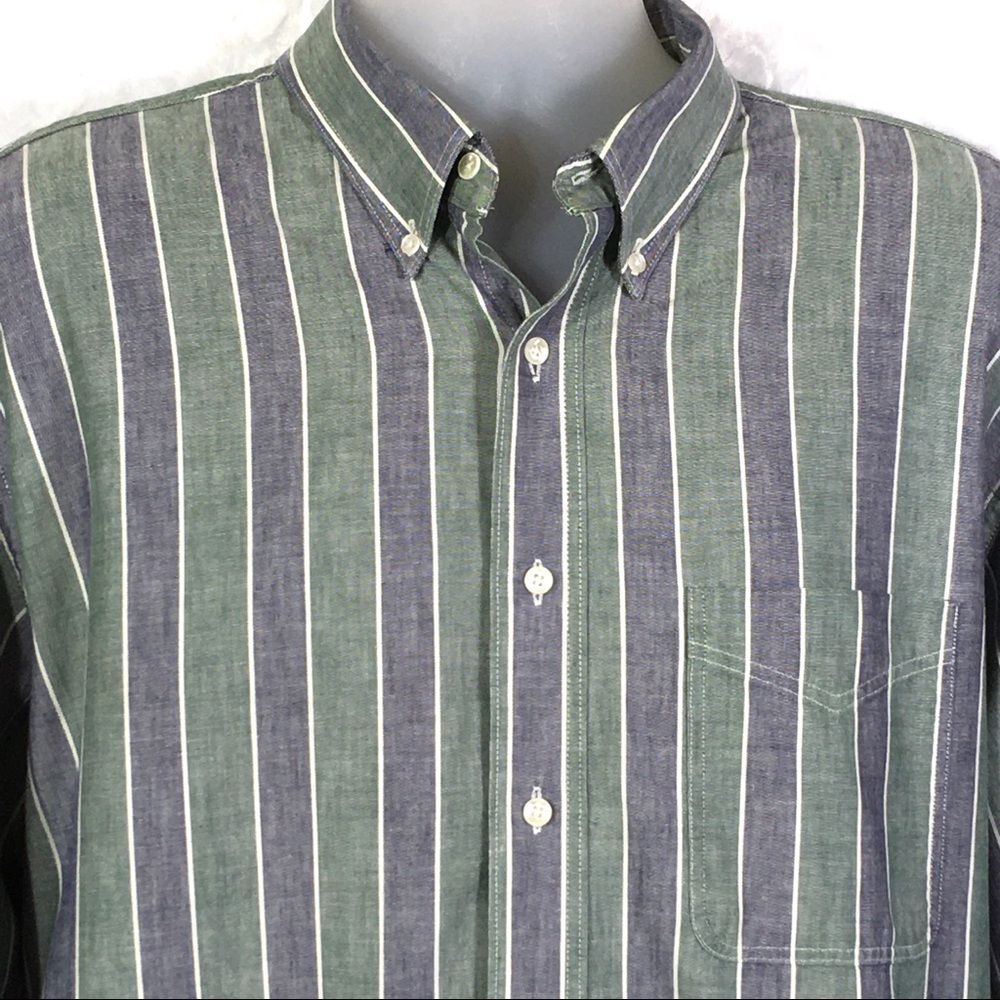 LL Bean Mens XL Green And Blue Stripes
